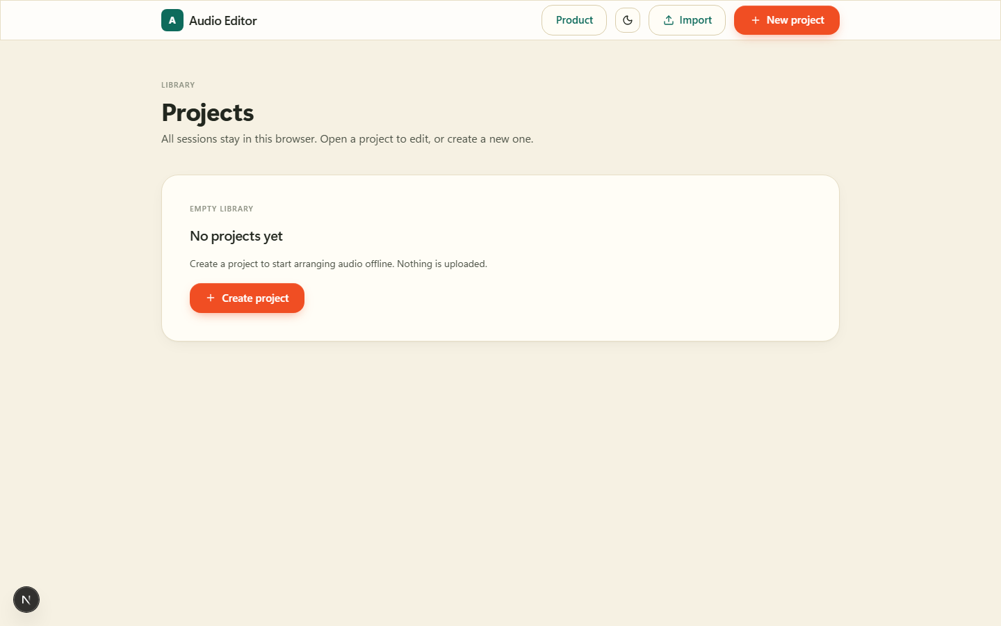 AZ Audio Editor: Project catalogue